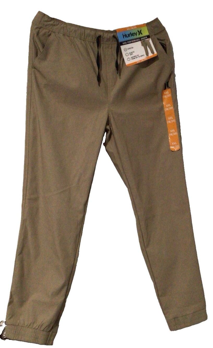 Hurley Youth Performance Jogger Size 18/20 Tan Khaki Stretch Pacer Twill $40 NEW